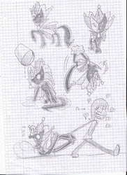 Size: 1280x1759 | Tagged: safe, artist:sensei-p-chan, oc, human, pony, unicorn, dimentio, paper mario, ponified, sketch, super mario bros., super paper mario, traditional art