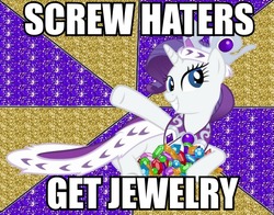 Size: 640x503 | Tagged: safe, princess platinum, rarity, pony, g4, clothes, gem, image macro, solo