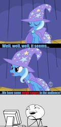 Size: 500x1038 | Tagged: safe, screencap, trixie, boast busters, g4, old, pun, rage face