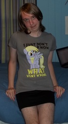 Size: 1214x2216 | Tagged: safe, artist:reminiscencesaga, derpy hooves, human, g4, clothes, i just don't know what went wrong, irl, irl human, photo, t-shirt