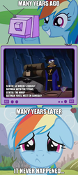 Size: 563x1255 | Tagged: safe, rainbow dash, pony, g4, batman, exploitable meme, meme, sad, static, tv meme