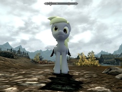 Size: 1024x768 | Tagged: safe, artist:zdzichorowerzysta, derpy hooves, pegasus, pony, g4, female, mare, mod, skyrim, the elder scrolls