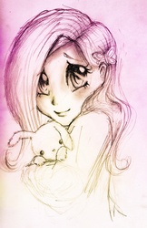 Size: 1783x2749 | Tagged: safe, artist:blueyyknight, fluttershy, human, g4, humanized, traditional art