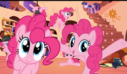 Size: 1024x599 | Tagged: safe, artist:eternityglacier, pinkie pie, twilight sparkle, pony, unicorn, g4, too many pinkie pies, clone, fun fun fun, pinkie clone, unicorn twilight, xk-class end-of-the-world scenario