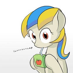 Size: 500x500 | Tagged: safe, artist:docwario, oc, oc only, oc:pia ikea, pony, ask pia ikea, juice box, solo