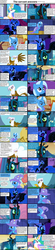 Size: 1282x5803 | Tagged: safe, gilda, nightmare moon, princess celestia, queen chrysalis, trixie, alicorn, changeling, changeling queen, griffon, pony, unicorn, comic:celestia's servant interview, g4, caption, comic, cs captions, female, interview, mare