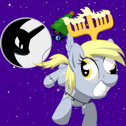 Size: 1000x1000 | Tagged: safe, artist:here-for-the-ponies, derpy hooves, pegasus, pony, g4, christmas, female, halloween, hanukkah, mare