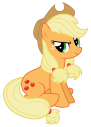 Size: 3582x5000 | Tagged: safe, artist:jennieoo, applejack, earth pony, pony, g4, absurd resolution, alternate hairstyle, female, show accurate, simple background, sitting, solo, transparent background, vector