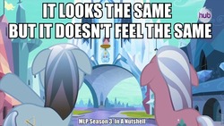 Size: 960x540 | Tagged: safe, edit, edited screencap, screencap, elbow grease, night knight, paradise (g4), crystal pony, pony, g4, my little pony: friendship is magic, the crystal empire, image macro, male, meme, meta, stallion, text