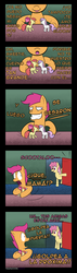 Size: 900x3186 | Tagged: safe, artist:lamia, artist:nnxmnd, apple bloom, dizzy twister, orange swirl, scootaloo, sweetie belle, g4, comic, doll, spanish, translation