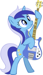 Size: 600x1037 | Tagged: safe, artist:alx7v, minuette, pony, unicorn, g4, bass guitar, electric guitar, female, guitar, looking up, mare, musical instrument, simple background, solo, transparent background, vector
