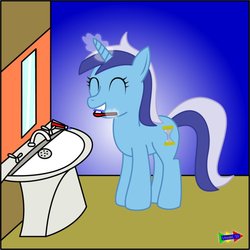 Size: 894x894 | Tagged: safe, minuette, pony, unicorn, g4, brushie, brushing teeth