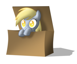 Size: 3600x3000 | Tagged: safe, artist:zantyarz, derpy hooves, pegasus, pony, g4, box, female, mare, pony in a box, simple background, solo, transparent background