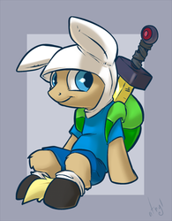 Size: 545x700 | Tagged: safe, artist:atryl, adventure time, finn the human, male, ponified, sword