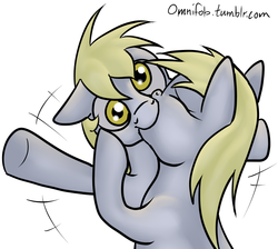 Size: 1024x916 | Tagged: safe, artist:omnifob, derpy hooves, pegasus, pony, g4, 30 minute art challenge, eyes closed, female, flailing, floppy ears, kiss on the lips, kissing, mare, selfcest, ship:derp on derp action, simple background, white background, wide eyes