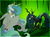 Size: 3257x2420 | Tagged: dead source, safe, artist:probablyfakeblonde, princess celestia, queen chrysalis, alicorn, changeling, changeling queen, pony, g4, crown, fangs, female, green background, jewelry, lime background, regalia, simple background, standoff, struggle, transparent wings, wings