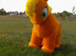 Size: 400x293 | Tagged: safe, applejack, earth pony, pony, g4, animated, cosplay, costume, fursuit, i can't, irl, lying down, midwestria, on back, ponysuit, quadsuit, reaction image, silly, silly pony, spookyjack, who's a silly pony