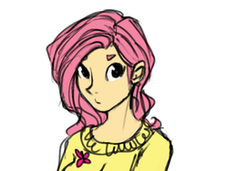 Size: 800x600 | Tagged: safe, artist:xarakayx, fluttershy, human, g4, humanized, simple background, solo, white background