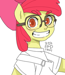 Size: 500x583 | Tagged: safe, artist:efd, apple bloom, earth pony, anthro, g4, glasses, human facial structure