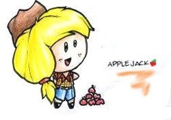 Size: 252x177 | Tagged: safe, artist:fives555, applejack, human, g4, chibi, humanized