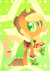 Size: 556x789 | Tagged: safe, artist:disfiguredstick, applejack, earth pony, pony, g4, female, solo, starry eyes, wingding eyes