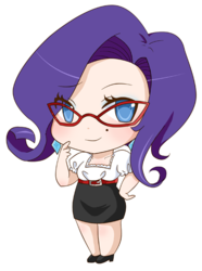 Size: 483x650 | Tagged: safe, artist:pocketcucco, rarity, human, g4, chibi, glasses, humanized, solo