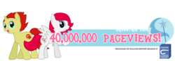 Size: 1000x350 | Tagged: safe, artist:exkira, trixie, oc, oc only, oc:phoe, oc:sethisto, pegasus, pony, unicorn, equestria daily, g4, banner, cutie mark, female, male, mare, milestone celebration, stallion