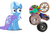 Size: 768x512 | Tagged: safe, trixie, pony, unicorn, g4, magic duel, cape, clothes, don't trust wheels, female, ford escort, game show, hot wheels, mare, simple background, solo, special eyes, trixie's cape, wheel, wheel of fortune, wheels trixie, white background