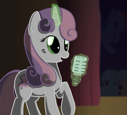 Size: 2116x1920 | Tagged: safe, artist:bristlestream, lyra heartstrings, rainbow dash, sunshower raindrops, sweetie belle, g4, magic, microphone, older, singing