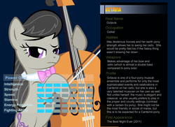 Size: 1100x800 | Tagged: safe, artist:pika-robo, octavia melody, earth pony, pony, g4, bio, cello, female, musical instrument, profile, solo, ultimate marvel vs capcom 3