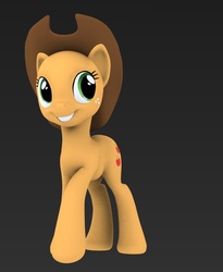 Size: 677x826 | Tagged: safe, artist:hashbro, applejack, g4, 3d, bald, hat, model, wip