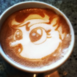Size: 640x640 | Tagged: safe, artist:amyjones87, artist:cappuccinofrosting, scootaloo, g4, coffee, latte