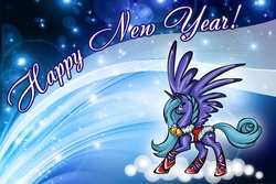 Size: 4666x3124 | Tagged: safe, artist:tomtu, princess luna, pony, g4, clothes, female, happy new year, solo