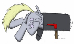 Size: 5712x3392 | Tagged: safe, artist:jarwall, derpy hooves, pegasus, pony, g4, derpy inside a mailbox, female, mailbox, mare, solo