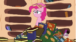 Size: 576x324 | Tagged: safe, screencap, pinkie pie, pony, g4, magic duel, season 3, animated, book, female, no mouth, solo