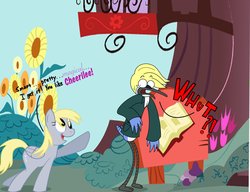 Size: 2160x1661 | Tagged: safe, artist:cartuneslover16, derpy hooves, pegasus, pony, g4, blondecai, crossover, female, implied shipping, male, mare, mordecai, regular show, shipping, straight