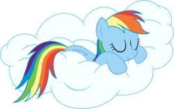 Size: 5200x3273 | Tagged: safe, artist:vaderpl, rainbow dash, g4, absurd resolution, cloud, simple background, sleeping, transparent background, vector