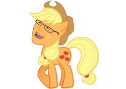 Size: 570x402 | Tagged: safe, artist:fiery-biscuit, edit, applejack, g4, glasses, wat