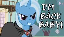 Size: 927x534 | Tagged: safe, trixie, g4, magic duel, caption, cloak, clothes, futurama, image macro, male, meme