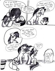 Size: 2552x3316 | Tagged: safe, artist:tristanjsolarez, applejack, rainbow dash, earth pony, pegasus, pony, comic:trans ponies, g4, comic, crying, crying on the outside, duo, female, grayscale, lesbian, mare, monochrome, ship:appledash, shipping, simple background, tears of joy, white background