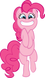 Size: 1024x1769 | Tagged: dead source, safe, artist:blindcavesalamander, pinkie pie, earth pony, pony, g4, big grin, big smile, bipedal, blue eyes, cute, female, grin, happy, mare, pink coat, pink fur, pink hair, pink mane, pink tail, rapeface, reaction image, simple background, smiling, solo, standing, standing on one leg, tail, transparent background, vector