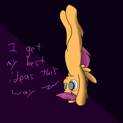 Size: 2600x2600 | Tagged: safe, artist:flashiest lightning, scootaloo, g4, headstand, idea