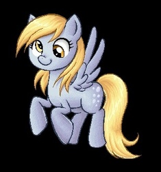 Size: 308x328 | Tagged: safe, artist:sleepykoinu, derpy hooves, pegasus, pony, g4, black background, female, mare, pixel art, simple background, smiling, solo