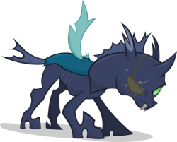 Size: 2751x2213 | Tagged: dead source, safe, artist:jittery-the-dragon, oc, oc only, changeling, blue changeling, eyepatch, simple background, solo, transparent background, vector