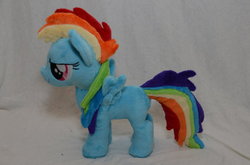 Size: 600x397 | Tagged: safe, artist:makeshiftwings30, rainbow dash, pony, g4, female, filly, filly rainbow dash, irl, photo, plushie, solo