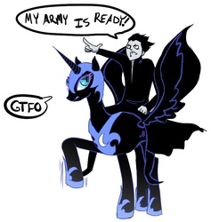 Size: 770x813 | Tagged: dead source, safe, artist:knoire, nightmare moon, g4, crossover, dreamworks, pitch black, riding, rise of the guardians