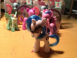 Size: 500x375 | Tagged: safe, artist:saucycustoms, dj pon-3, flitterheart, rainbow dash, vinyl scratch, g4, brushable, customized toy, dvd, irl, photo, toy