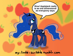 Size: 792x612 | Tagged: safe, artist:scribble, princess luna, pony, g4, 30 minute art challenge, apple, female, food, solo