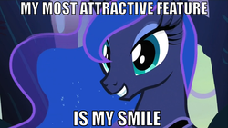 Size: 1152x648 | Tagged: safe, princess luna, g4, cute, image macro, smiling, solo