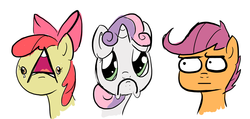 Size: 1280x608 | Tagged: safe, apple bloom, scootaloo, sweetie belle, g4, reaction image